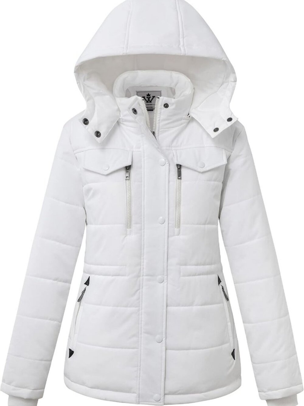 Warm Winter Puffer Coat for Women - Water Resistant, Detachable Hood, Stylish